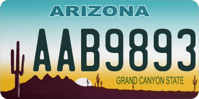 AZ license plate AAB9893