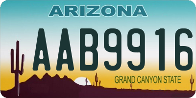 AZ license plate AAB9916