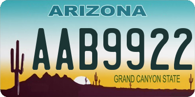 AZ license plate AAB9922
