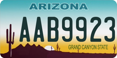 AZ license plate AAB9923