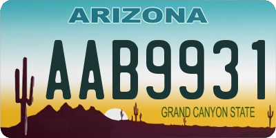 AZ license plate AAB9931