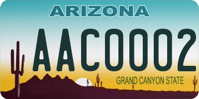 AZ license plate AAC0002