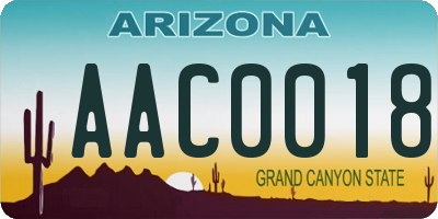 AZ license plate AAC0018