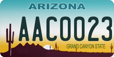 AZ license plate AAC0023