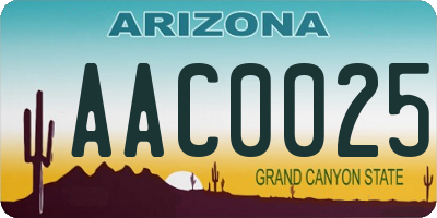 AZ license plate AAC0025
