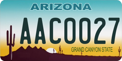 AZ license plate AAC0027