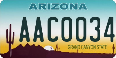 AZ license plate AAC0034