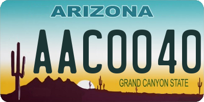 AZ license plate AAC0040