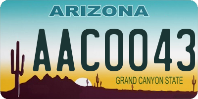 AZ license plate AAC0043