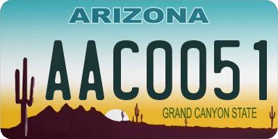 AZ license plate AAC0051