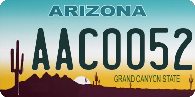 AZ license plate AAC0052