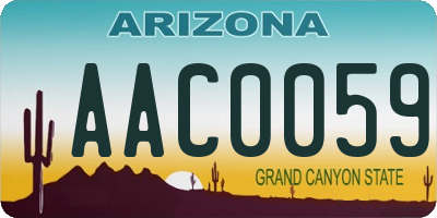 AZ license plate AAC0059