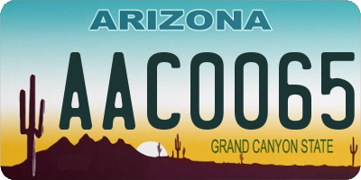 AZ license plate AAC0065
