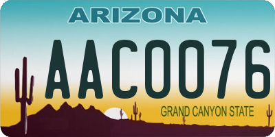 AZ license plate AAC0076