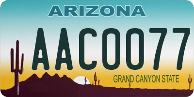 AZ license plate AAC0077