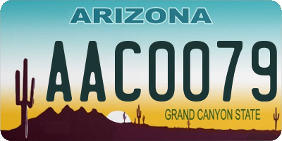 AZ license plate AAC0079