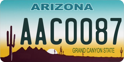 AZ license plate AAC0087