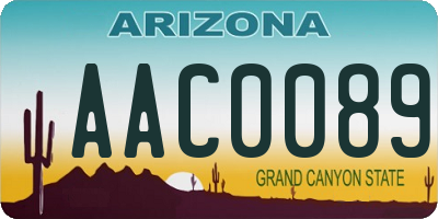 AZ license plate AAC0089