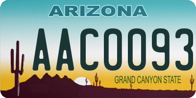 AZ license plate AAC0093