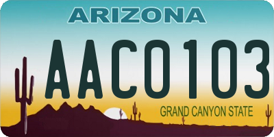 AZ license plate AAC0103