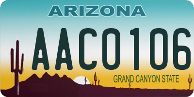 AZ license plate AAC0106