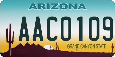 AZ license plate AAC0109