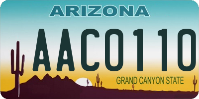 AZ license plate AAC0110