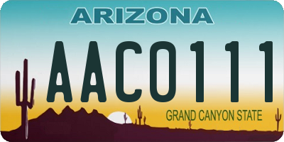 AZ license plate AAC0111