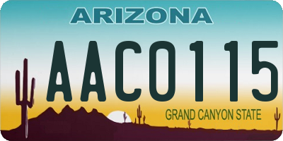 AZ license plate AAC0115