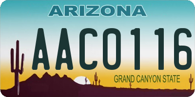 AZ license plate AAC0116