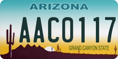 AZ license plate AAC0117