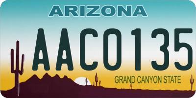 AZ license plate AAC0135