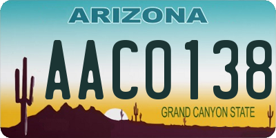 AZ license plate AAC0138