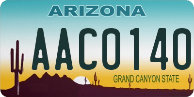 AZ license plate AAC0140