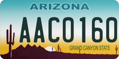 AZ license plate AAC0160
