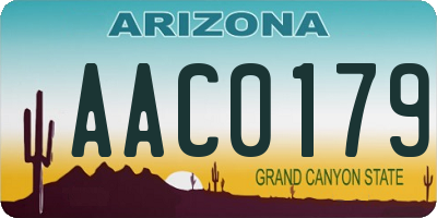 AZ license plate AAC0179
