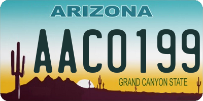 AZ license plate AAC0199