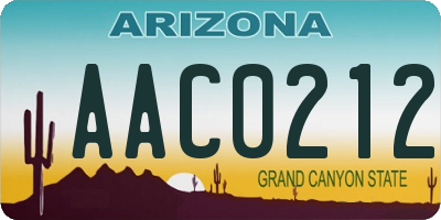 AZ license plate AAC0212