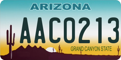 AZ license plate AAC0213
