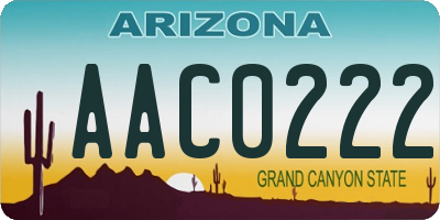 AZ license plate AAC0222