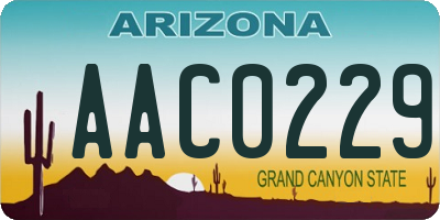 AZ license plate AAC0229