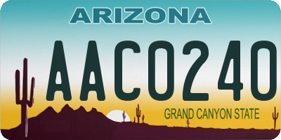 AZ license plate AAC0240