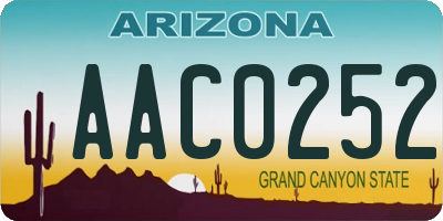 AZ license plate AAC0252