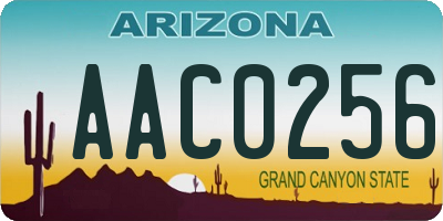 AZ license plate AAC0256