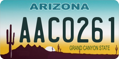 AZ license plate AAC0261