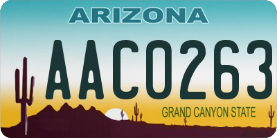 AZ license plate AAC0263