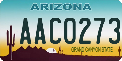 AZ license plate AAC0273