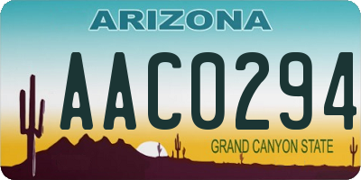 AZ license plate AAC0294