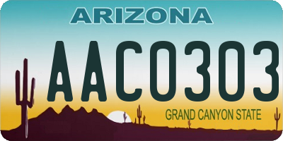 AZ license plate AAC0303