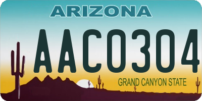 AZ license plate AAC0304